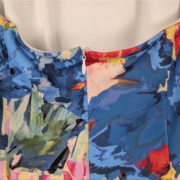 NWT Belle Badgley Mischka Women's Size 12 Royal Multi Halter Dress Floral Print - Picture 6 of 15